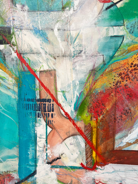 "Detroit L1ons" Acrylic & Oil on 36 x 36 Canvas