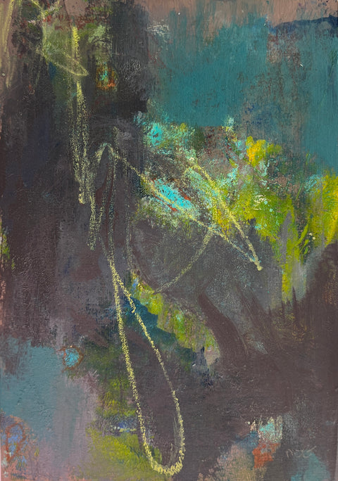 "Silent Depths" 5 x 7 mixed media on 90lb paper