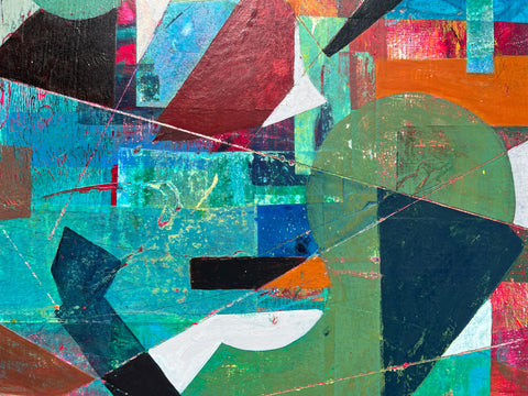 "Faultline" 18 x 18 Mixed Media on Wood In Floating Wood Frame