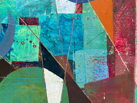 "Faultline" 18 x 18 Mixed Media on Wood In Floating Wood Frame