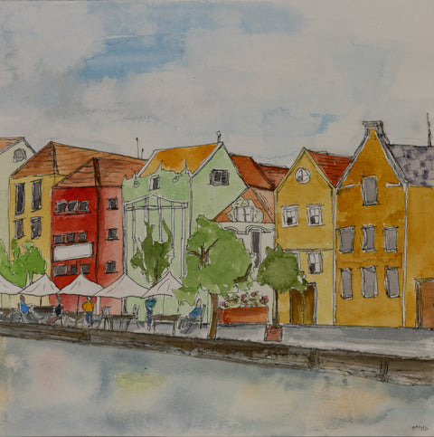 "Portofino"8.8 x 7.8 Water Color and Ink On Water Color Paper