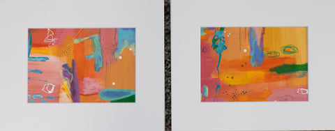 "Mixed Media Pair" 7.5 x 8.5 pair Matted on 8 x 10