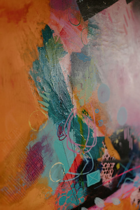 "Forty"36 x 36 Acrylic and mixed media on Canvas