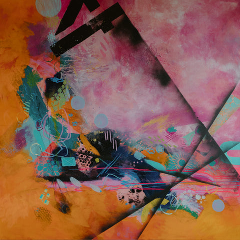 "Forty"36 x 36 Acrylic and mixed media on Canvas