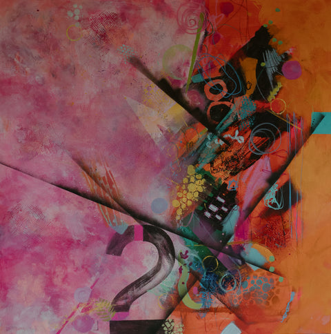 "Two"36 x 36 Acrylic and mixed media on Canvas
