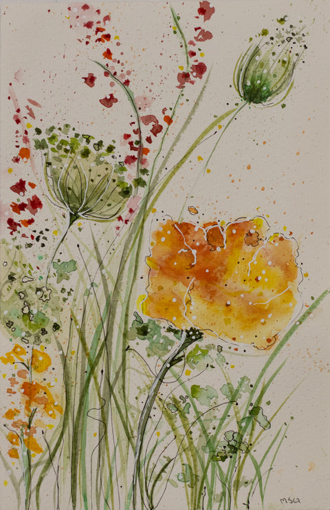 "Blades of grass"8.5 x 5.5 Water Color and Ink On Water Color Paper
