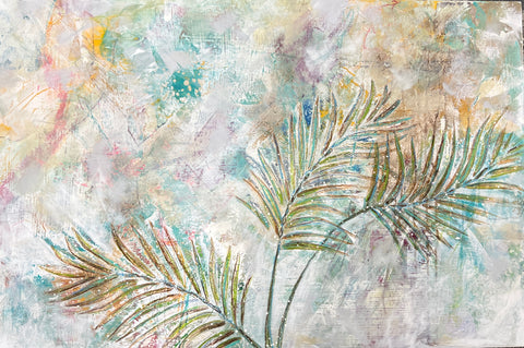 "Shroud Cay #1" 24 x 36 Cold Wax &amp; Oil on Cradle Board