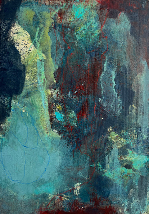 "Cracked Layers" 5 x 7 mixed media on 90lb paper