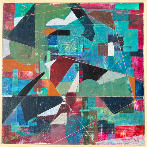 "Faultline" 18 x 18 Mixed Media on Wood In Floating Wood Frame