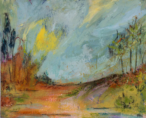 "A Walk Through The Valley" 7.6 x 6 Mixed Media - Pastel, Acrylic and Oil On Water Color Paper