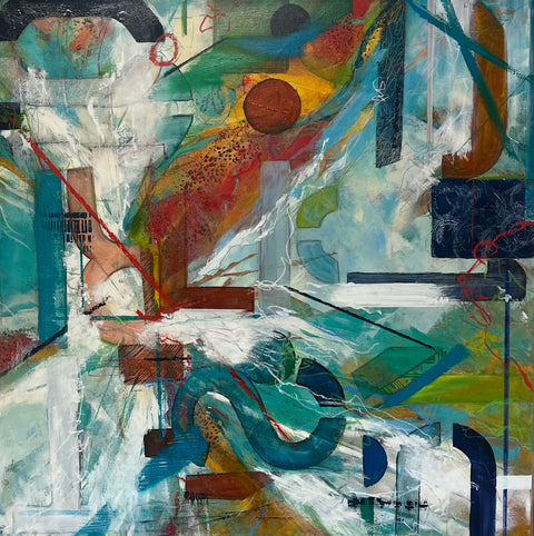 "Detroit L1ons" Acrylic &amp; Oil on 36 x 36 Canvas
